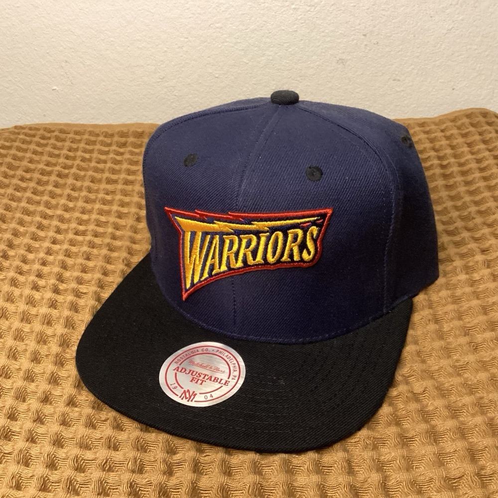 Brand New Mitchell & Ness Retro Golden State Warriors SnapBack Hat Navy Blue